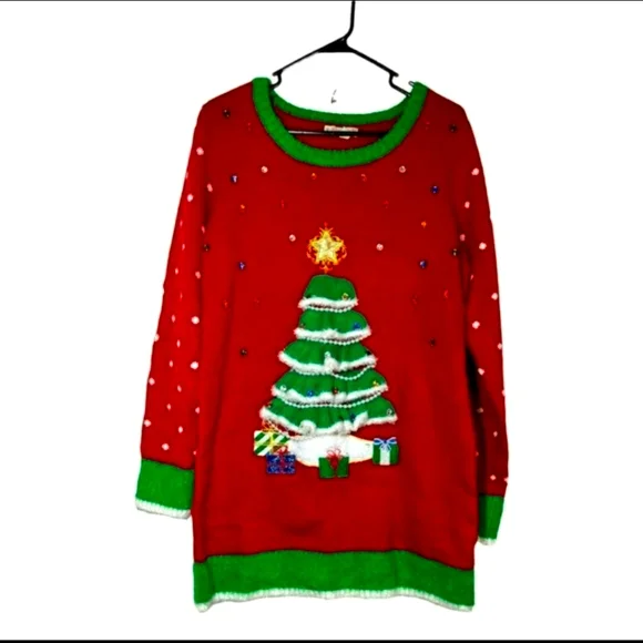 white christmas dresses String Lights Womens Ugly Christmas Sweater Dress main image 1